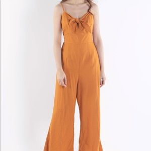 Camel V Neck Jumpsuit
